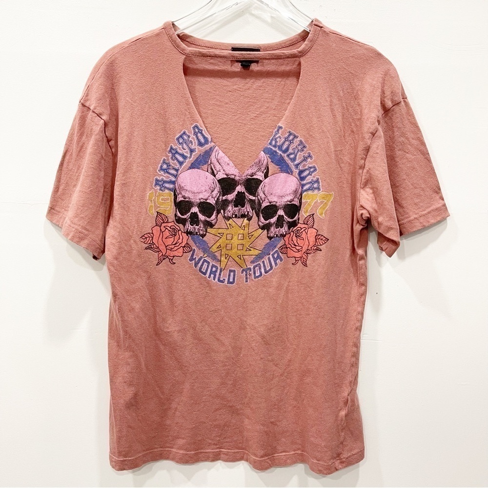Topshop Choker Cutout Short Sleeve Band Tee Size 6